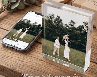 Custom Acrylic Photo Block, 3D Floating Effect, Modern Desk Decor (4x4, 4x6, 5x7)