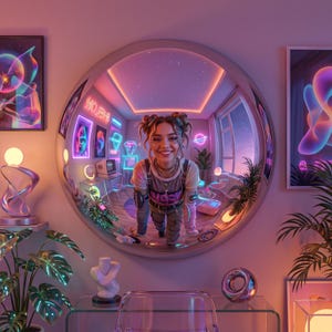 Convex Bubble Mirror, Chrome Fisheye Wall Mirror, Funky Y2K Room Decor, Space Age Retro Silver Accent Decor, Maximalist Apartment Art