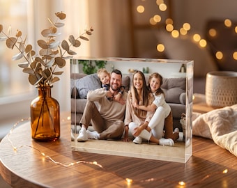 Custom Acrylic Photo Block, 3D Floating Glass Effect, Anniversary Gift (4x4, 4x6, 5x7)