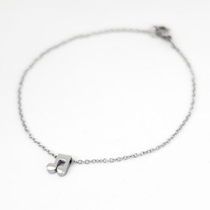 Music note bracelet, custom size silver chain bracelet, tiny music note charm bracelet, personalised bracelet, silver bracelet, gift for her