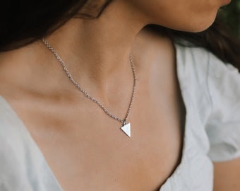 Jewelry gifts, Minimalist Silver Triangle Necklace: Waterproof Stainless Steel Pendant