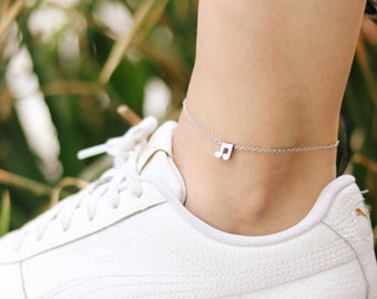 Music Note Anklet: Waterproof Stainless Steel Charm Bracelet