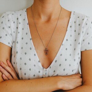Triangle necklace for women silver inverted triangle pendant chain necklace stainless steel chain birthday gift for her summer jewelry