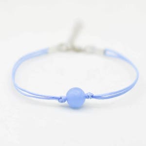 Aquamarine Bead Bracelet: Adjustable Cord, March Birthstone
