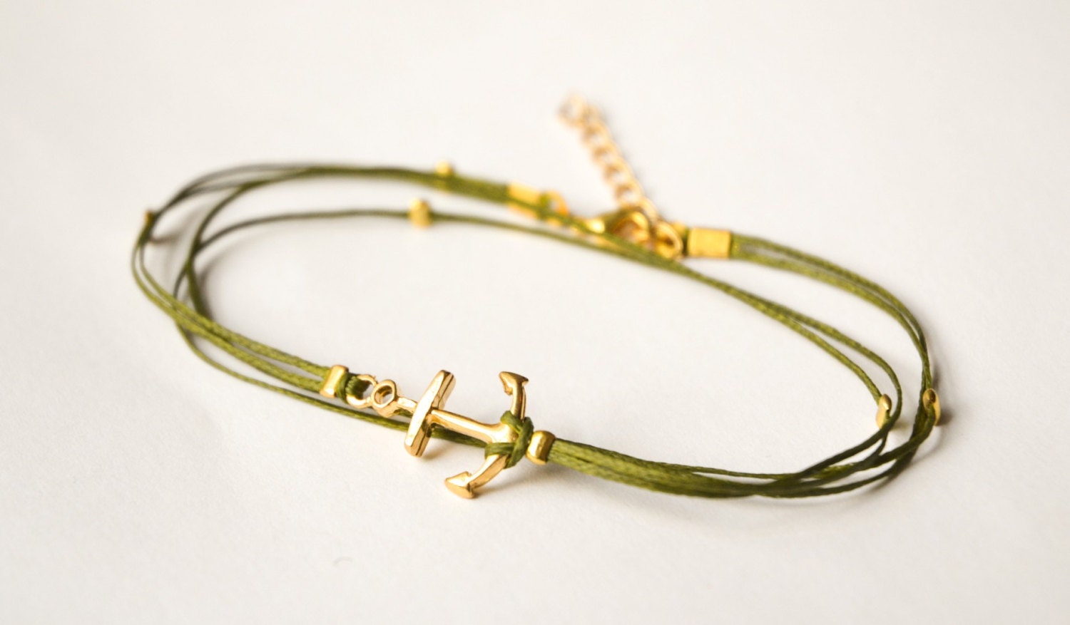 Anchor Anklet Green Dainty Anklet With a Gold Anchor Charm - Etsy