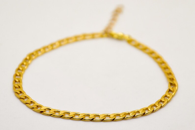 Gold bracelet, elegant 14k gold plated chain, bridesmaids gifts, flat chain bracelet. minimalist delicate jewelry, bridal wedding bracelet image 3