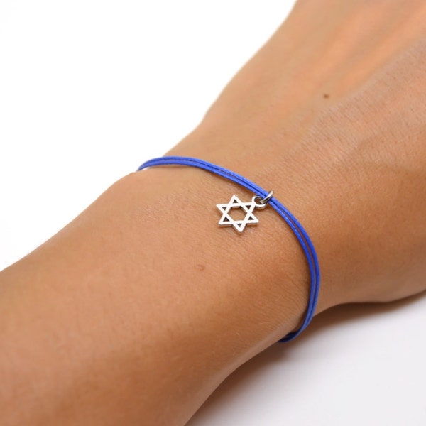 Star of David bracelet, dangle silver star of david, blue bracelet for women, Bat Mitzvah gift, Jewish, Hebrew Jewelry from Israel, judaica