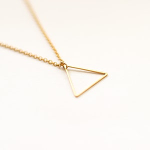 Triangle Necklace, Gold Tone Triangle Pendant Chain Necklace, Stainless ...
