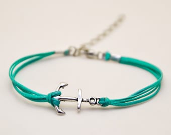 Bracelet ancre, bracelet à breloques turquoise avec breloque ancre plaquée argent, bracelet festival, bijoux minimalistes, cadeau personnalisé pour elle