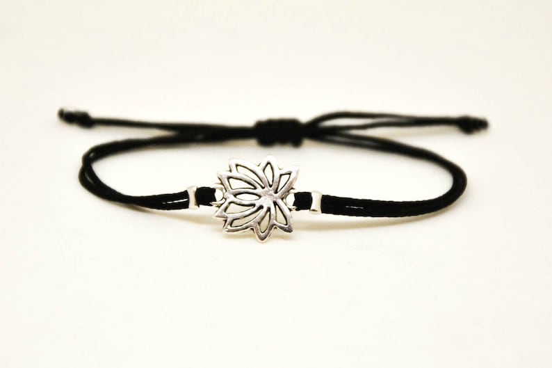 Lotus Bracelet Charm Bracelet Silver Lotus Buddhist Symbol Etsy