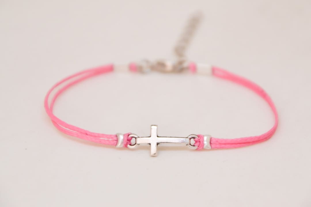 Cadeau de confirmation pour fille, bracelet croix, bracelet femme, breloque croix en argent
