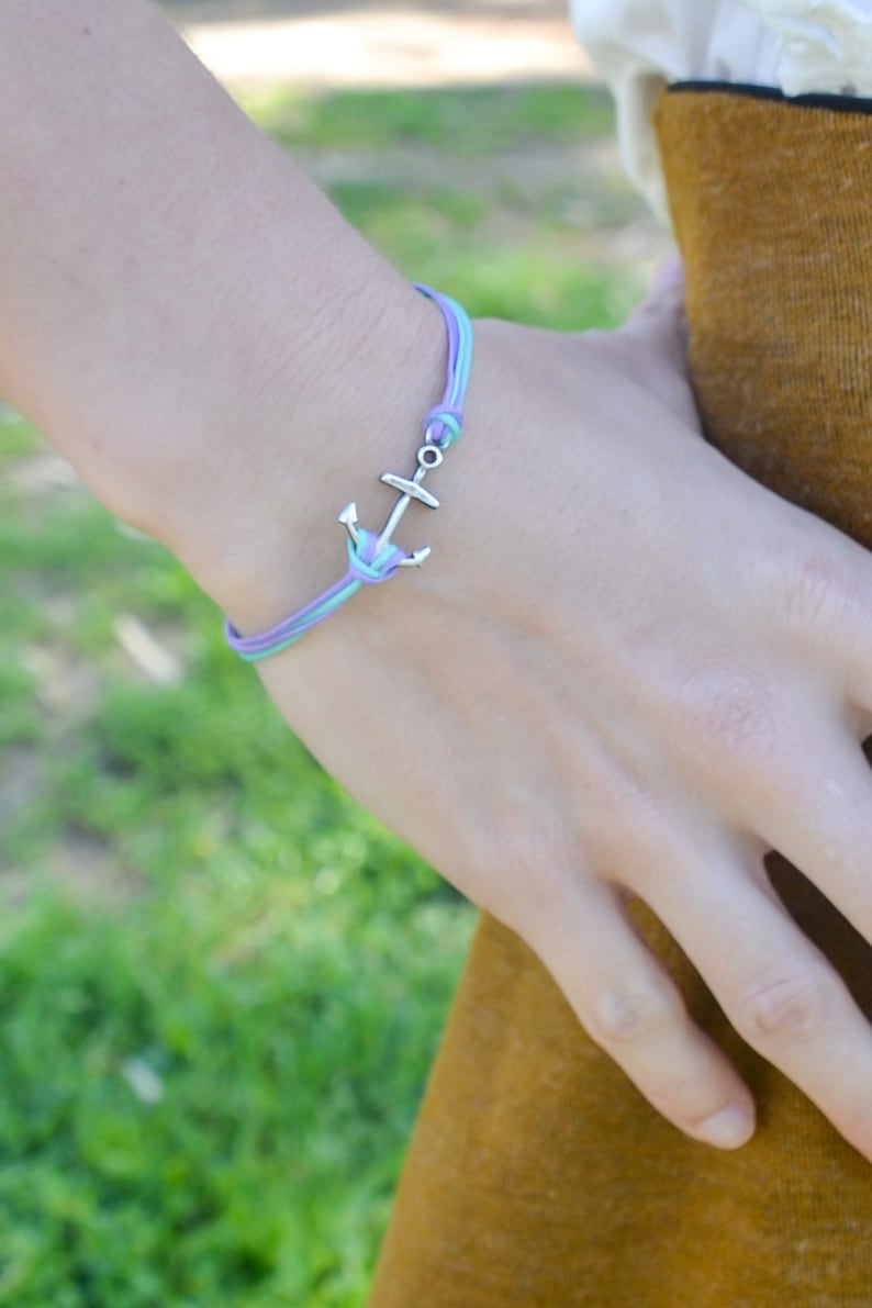 Anchor Bracelet Multi Color Bracelet With a Silver Plated Etsy