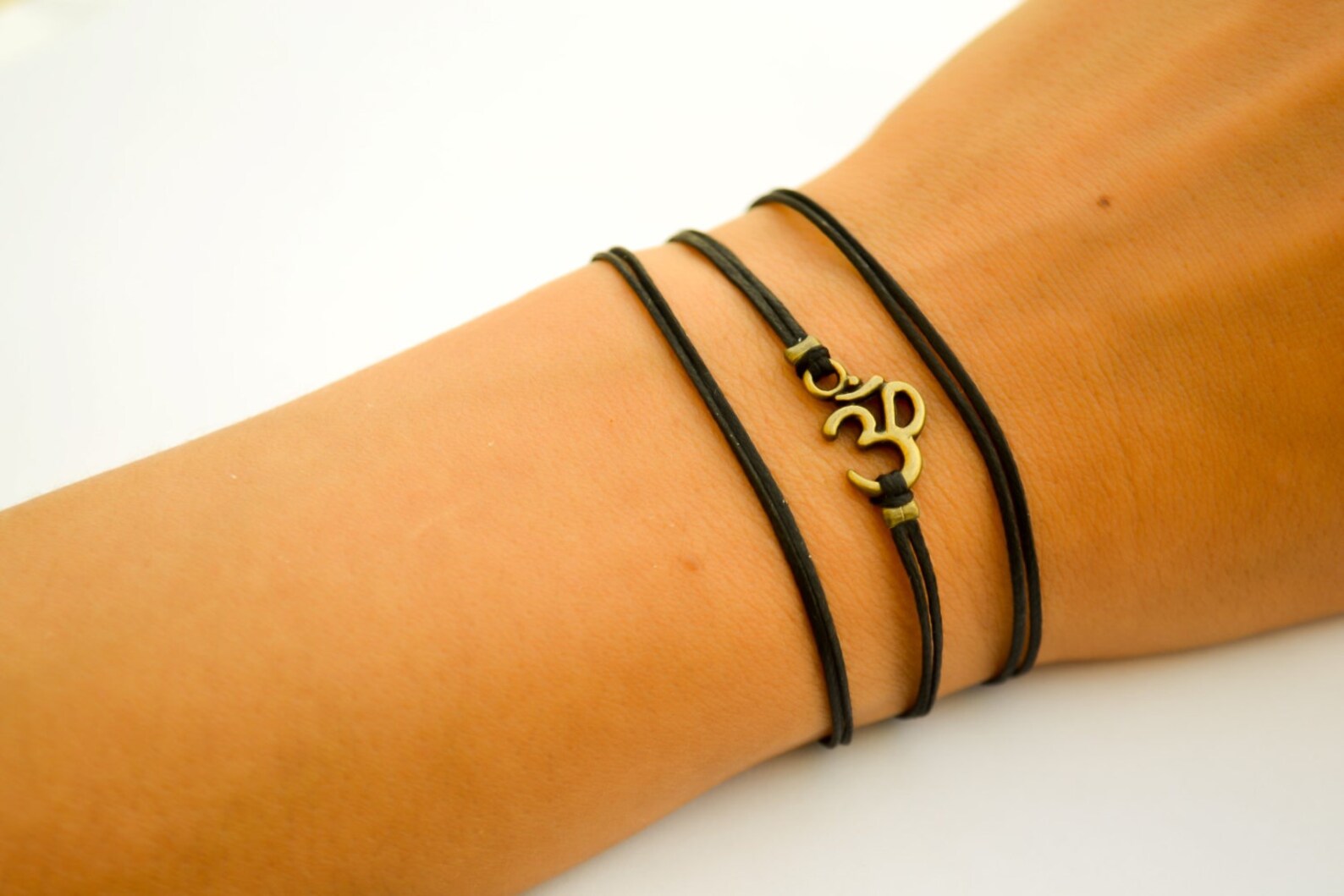 OM Bracelet Wrapped Bracelet With Bronze Tone Om Charm Hindu Etsy