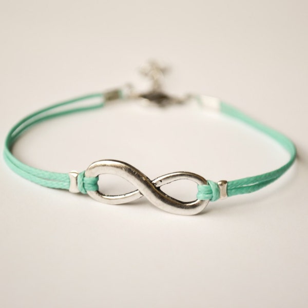 Bracelet infinity, bracelet turquoise avec breloque sans fin en argent, bracelet yoga personnalisé, cadeau pour elle, bijoux minimalistes, amitié