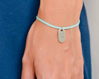 bff Armband, türkises Kordelarmband mit silberner Plakette mit bbf graviert, Freundschaftsarmband, beste Freunde für immer, minimalistisch