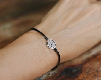 Yin Yang Cord Bracelet: Stainless Steel Charm, Spiritual Yoga Jewelry