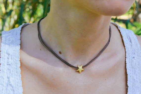 Starfish Necklace Gold Sea Star Choker 
