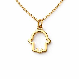 女性用ハムサネックレス 金メッキ ファティマの手のペンダントネックレス ステンレススチールチェーン 彼女へのギフト 邪眼のお守り 幸運のお守り