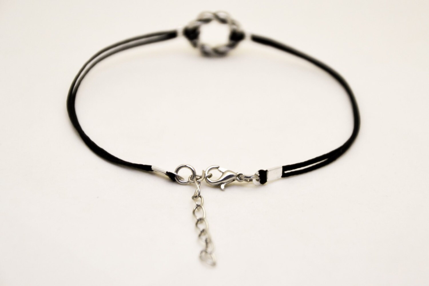 Anklet silver braided Karma anklet black ankle bracelet Etsy