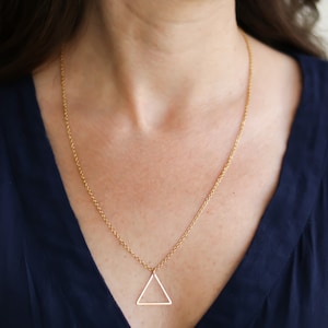 Triangle Necklace, Gold Tone Triangle Pendant Chain Necklace, Stainless ...