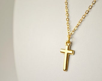 Gold Cross Pendant Necklace: Minimalist Christian Jewelry