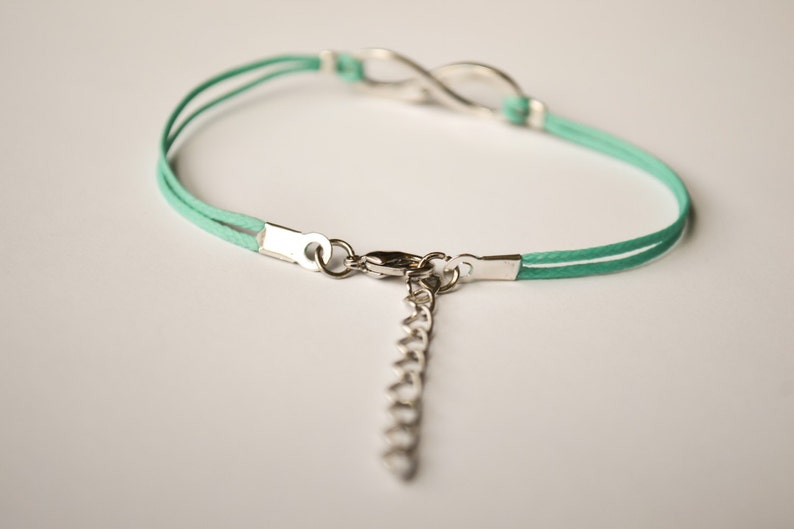 Infinity bracelet, turquoise string bracelet with silver endless charm, custom yoga bracelet, gift for her, minimalist jewelry, friendship image 3