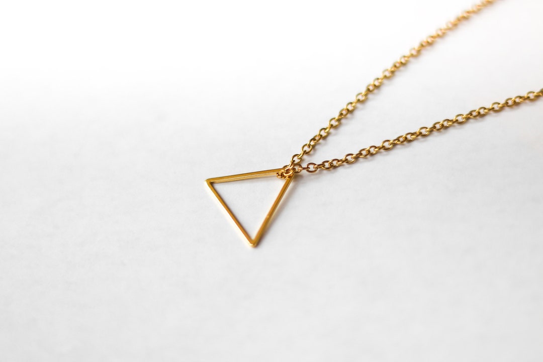 Gold Triangle Necklace: Stainless Steel Geometric Pendant - Etsy