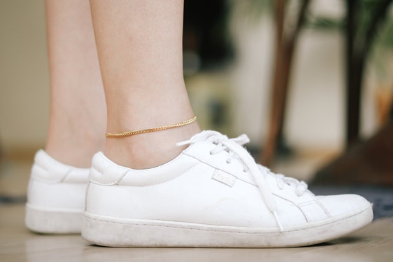 gift box for her tiny Triangle bead charm anklet Triangle anklet personalised anklet gold anklet waterproof gold chain ankle bracelet