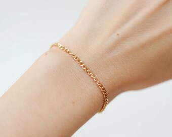 Gold Chain Bracelet for Women, Waterproof Cable Chain, Minimalist Casual Everyday Jewelry, Adjustable Length, Mother's Day Gift For Her