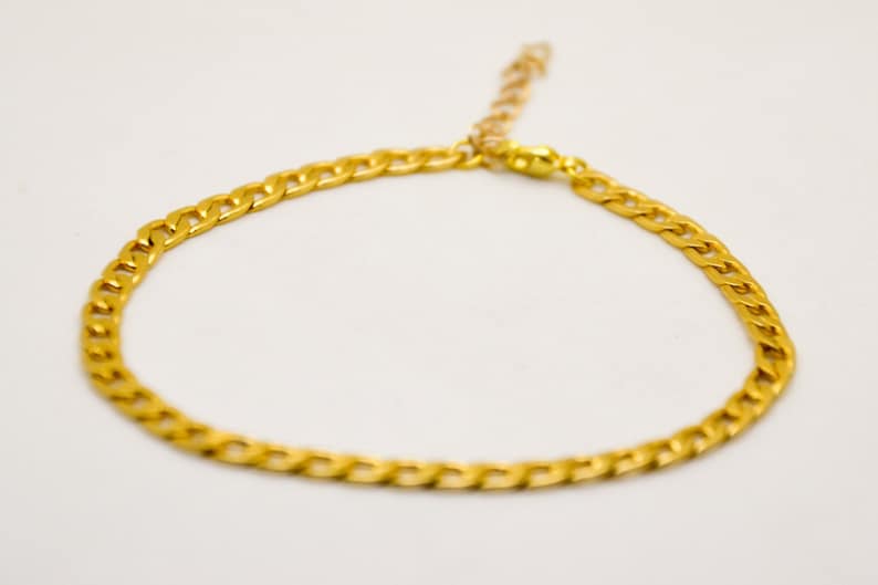 Gold bracelet, elegant 14k gold plated chain, bridesmaids gifts, flat chain bracelet. minimalist delicate jewelry, bridal wedding bracelet image 2