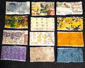 Błyskawiczna WYPRZEDAŻ na zestaw 2 ręcznie podartych pasków materiału Tim Holtz o szerokości 3 cali