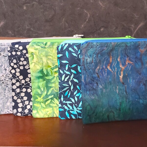 Buy One Get One FREE! Fabric Handmade Batik Zippered Purse Pouch