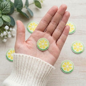 Mini Embroidered Lemon Slice Patch, 1 Inch Citrus Applique for DIY Crafts (Iron-On)