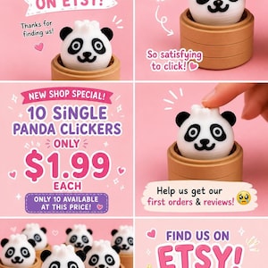 Panda Fidget Toy, 3D-Printed Bao Clicker With Bamboo-Style Base