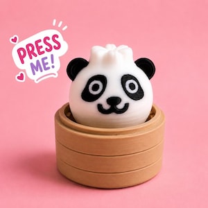Clicker Fidget Toy, 3D Printed Panda with Bamboo-Style Base