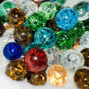 Bulk Cracked Glass Marbles 14mm marbles, 9/16", bulk glass marbles, cracked marbles, Handcrafted Fried Marble Collection (5-50 Pieces)