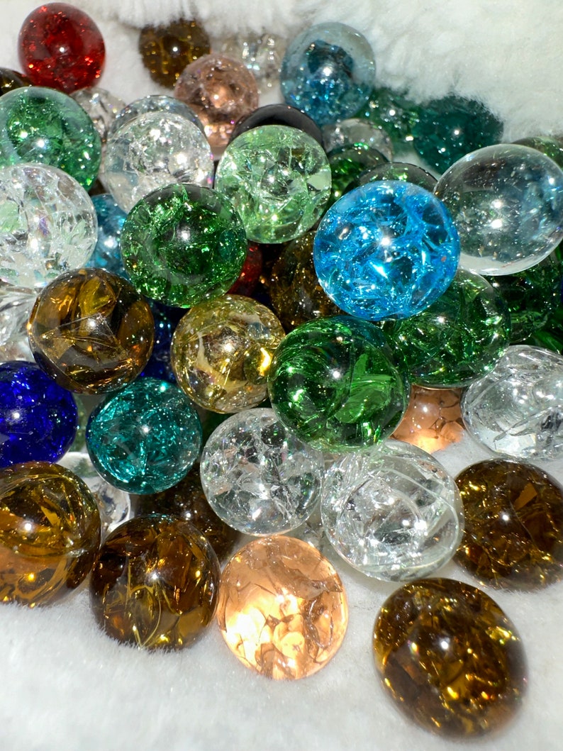 Amethyst Bulk Cracked Glass Marbles 14mm Marbles, Bulk Glass Marbles