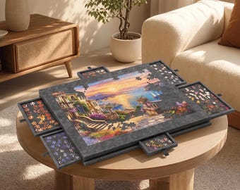 Ergonomic Felt Puzzle Board with 6 Sorting Trays, Angled Craft Workspace (Portable)