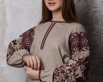 Women vyshyvanka. Traditional Ukrainian embroidered women's blouse Ethnic Women's Shirtt. Ukrainian clothes. Embroidered blouse cross-stitch