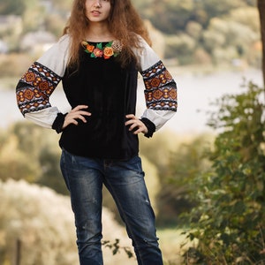 Vyshyvanka. Ukrainian embroidered blouse, Ethnic Women's Shirt sorochka. Traditional clothes ethno fashion vyshyvanka style Вишиванка