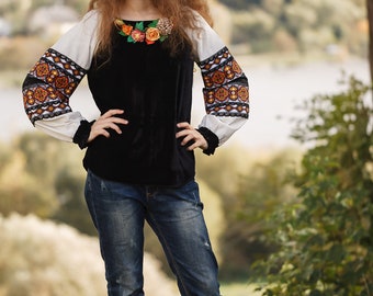 Vyshyvanka. Ukrainian embroidered blouse, Ethnic Women's Shirt sorochka. Traditional clothes ethno fashion vyshyvanka style Вишиванка