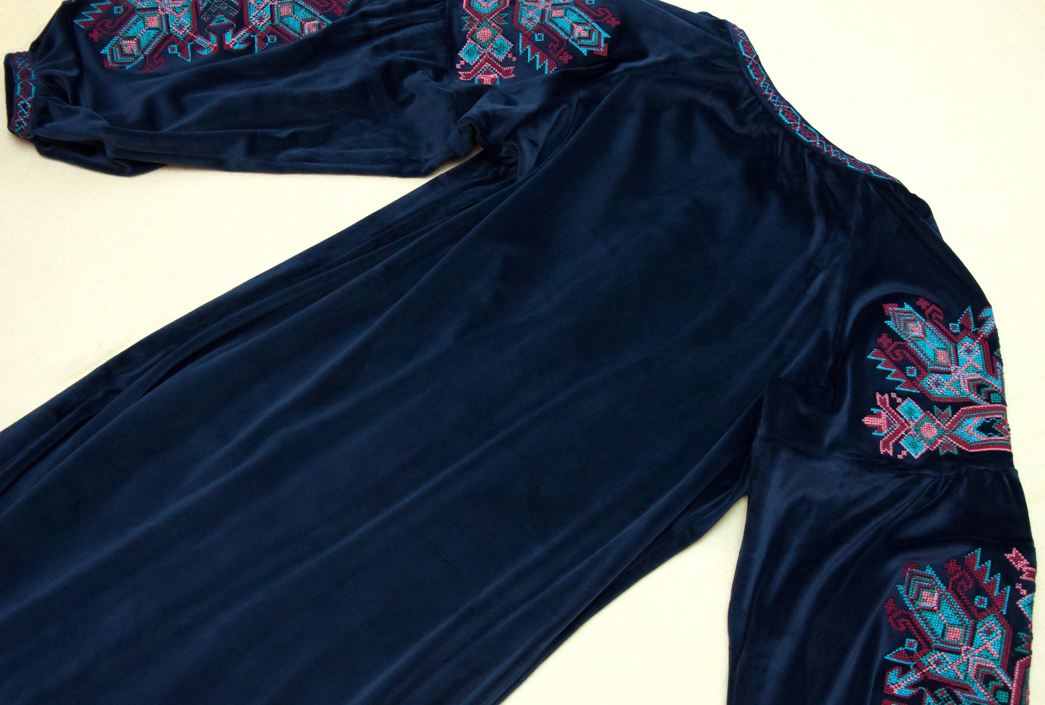 zara embroidered velvet dress 3 Piece- Embroidered Velvet Suit S110929 – Aghanoorinternational main image 0