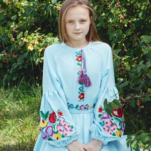 Ukrainian Linen Embroidered Dress. Ethnic Vyshyvanka girl Folk Bohemian dress. Вышитое платье гладью wedding floral dress etnostyle 刺しゅうドレス