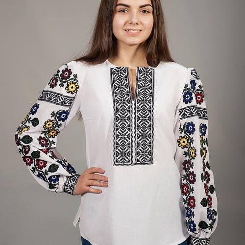 White Vyshyvanka. Traditional Ukrainian Embroidered - Etsy