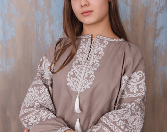 Women vyshyvanka. Traditional Ukrainian embroidered women's blouse Ethnic Women's Shirtt. Ukrainian clothes. Embroidered blouse cross-stitch