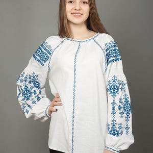 Women White Vyshyvanka. Traditional Ukrainian Women's Blouse. Ethnic ...