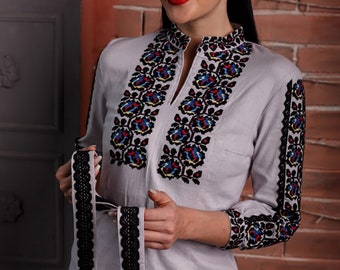 Vyshyvanka. Ukrainian embroidered women's blouse Ethnic sorochka shirt. Traditional clothes. Embroidered blouse. Вишиванка