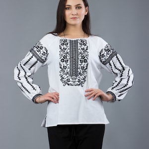 Black and White Shirt Vyshyvanka. Traditional Ukrainian Women's Blouse ...