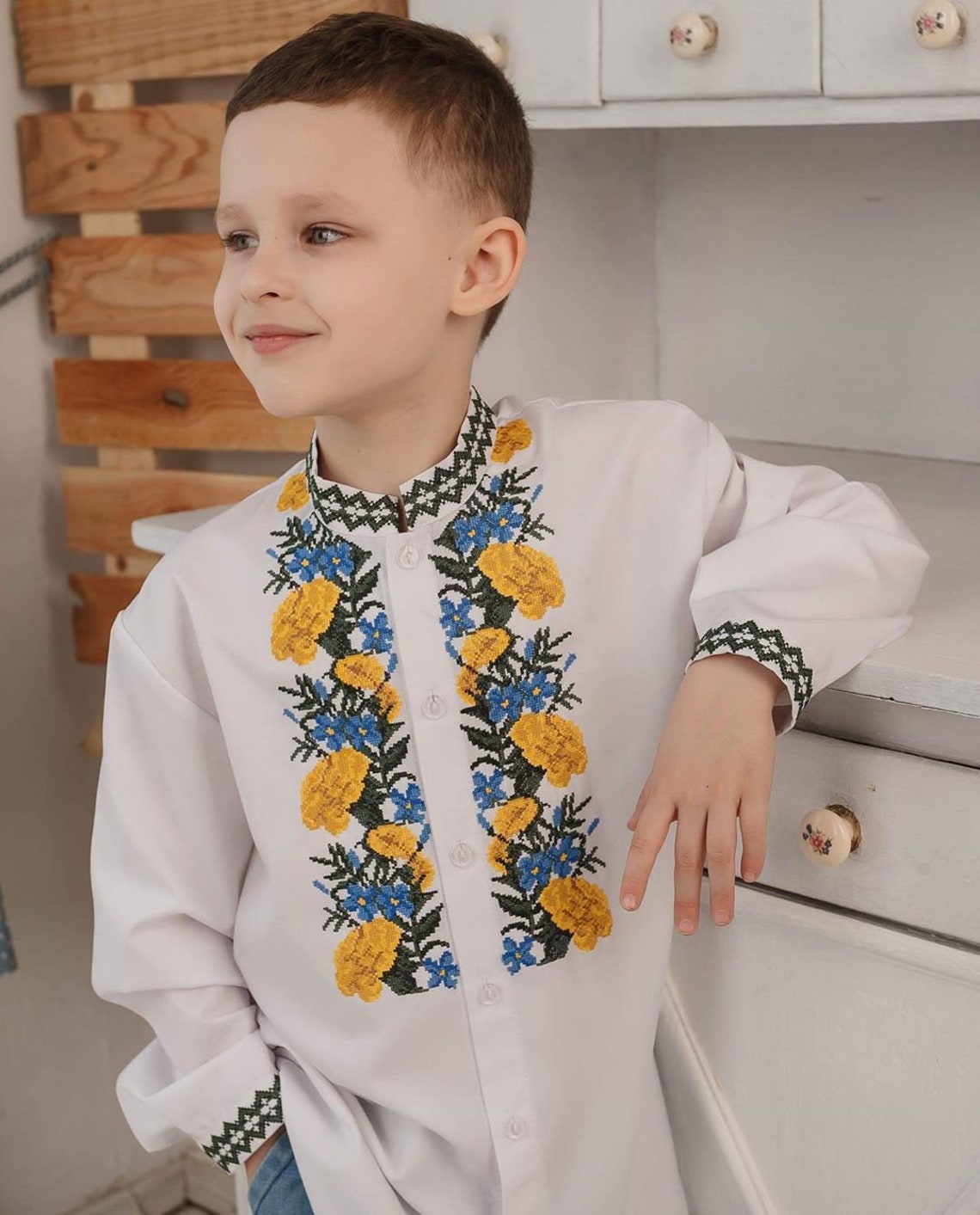 Ukrainian embroidered shirt. Shirt for adults and children. Etsy
