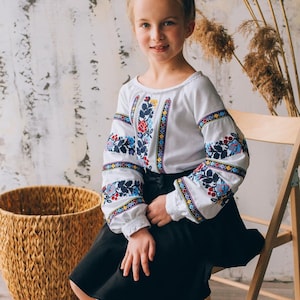 Girls blouses vyshyvanka. Blouse for girls. Ukrainian clothes. Embroidered blouse cross-stitch ウクライナ刺繍, Traditional Blouse вишиванка дитяча
